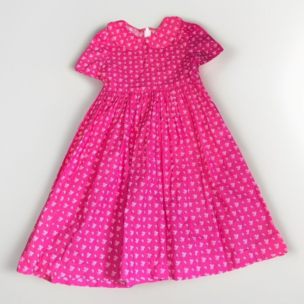 Handmade Pink Floral Girls Dress Peter Pan Collar Sz 5 6 Cottagecore